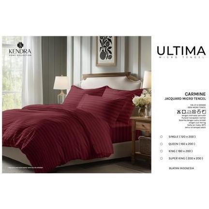 USHOP Kendra Ultima Set Bedcover + Sprei 120x200 Tinggi 30 Cm - Single Size Polos Emboss Garis Bahan