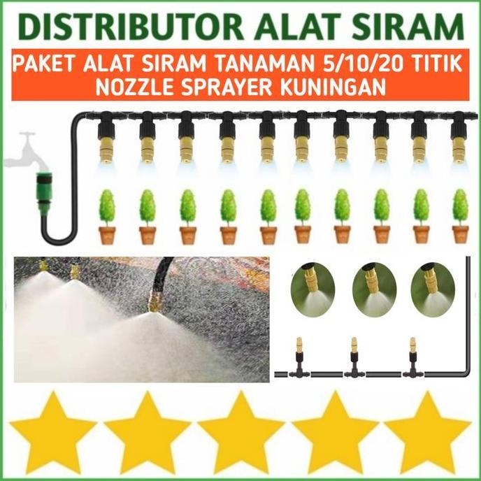 PAKET ALAT SIRAM TANAMAN SPRINKLER SPUYER KUNINGAN MIST NOZZLE SPRAYER