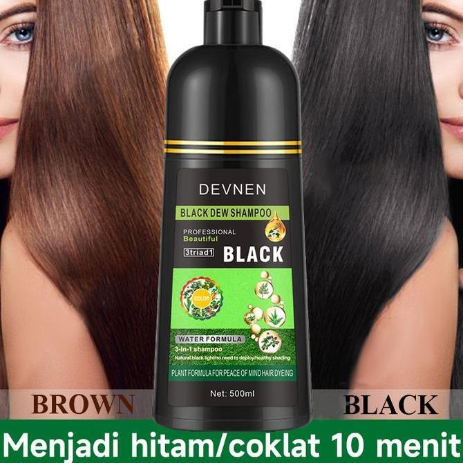 Black/Brown Instant Coloring Hair Shampo 500ml Penghitam Rambut Uban Shampoo Pewarna Rambut Dengan P