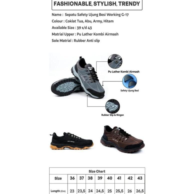 Terbaru Sepatu Pria Outdoor Adventure Gunung Ujung Besi Kasual Adventure Fashion Working G 17 Size 3
