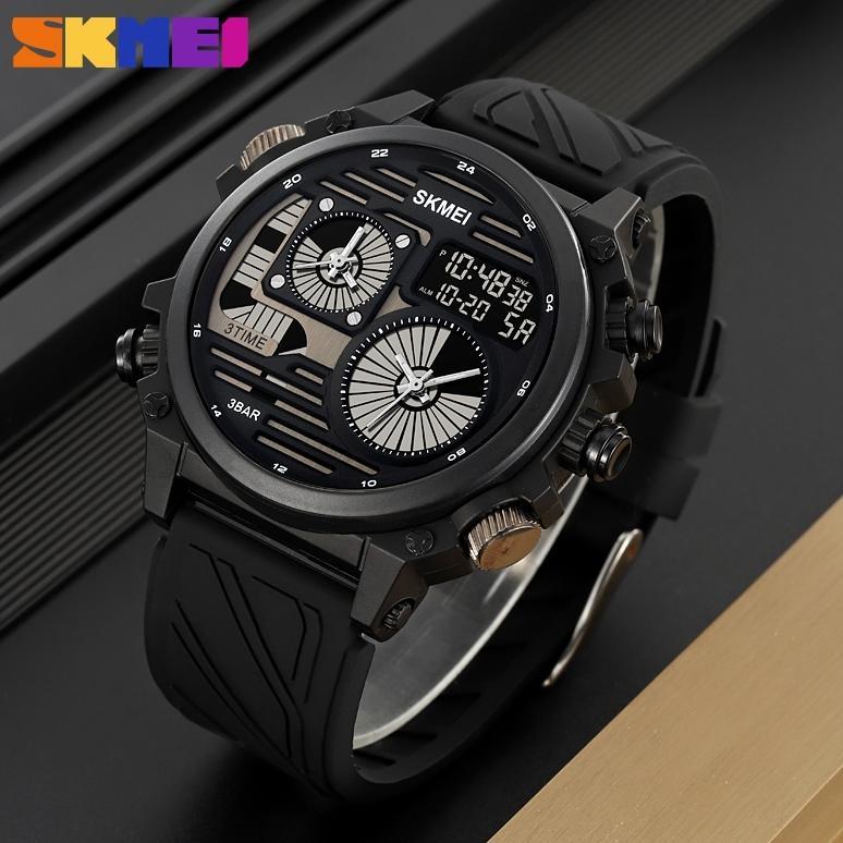 Terbaru Skmei 2202 Jam Tangan Pria Digital Analog Sport Watch Tali Silikon Anti Air 5 Bar Mgos