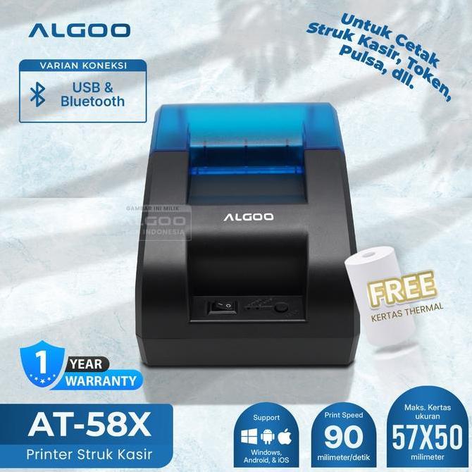 Juilooshophs - ALGOO Printer Thermal Bluetooth Cetak Struk Nota