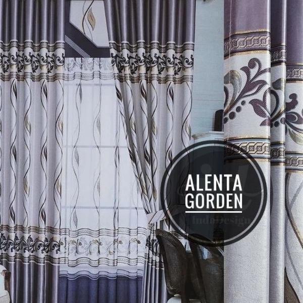 Gorden Jendela Pintu Blackout Motif Arizona Bunga Smokring Tebal 6 Gelombang Tinggi 200Cm 250Cm