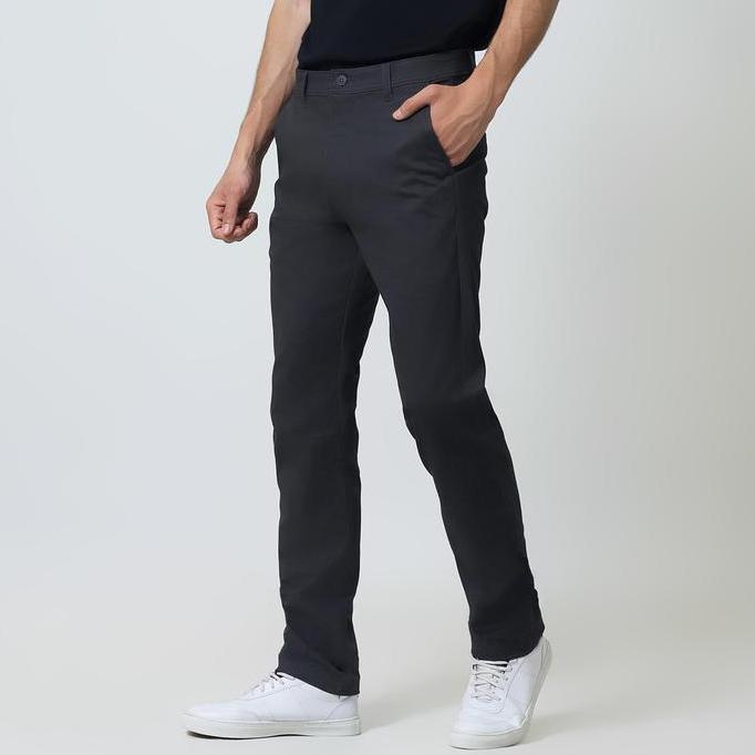 Edwin Jeans - Celana Panjang Chinos Pria Slim Fit Ferando Dark Grey Celana Chino Pria Selvedge Accen