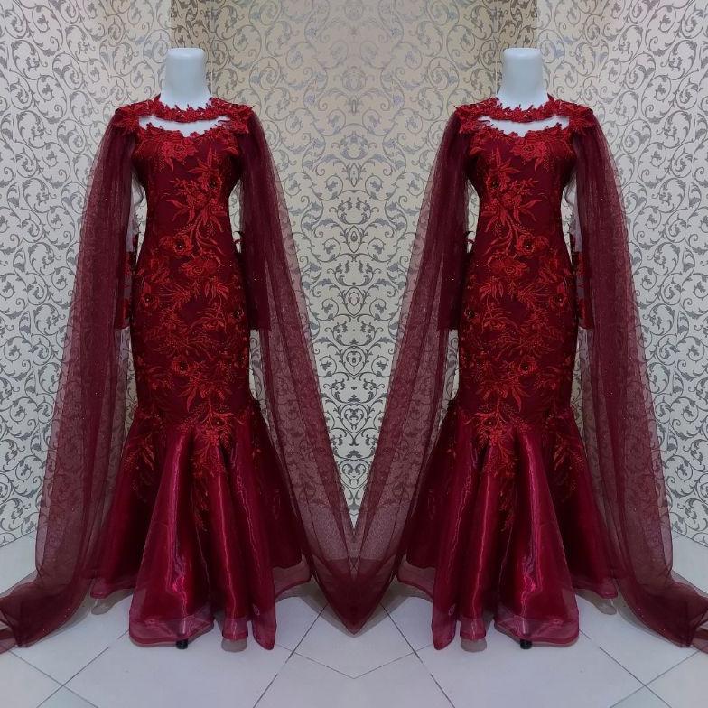 Free Ongkir Revalina-0039 || Gaun Pesta Duyung Brukat 3D Gaun Wisuda Gaun Penyanyi Dress Formal Wani