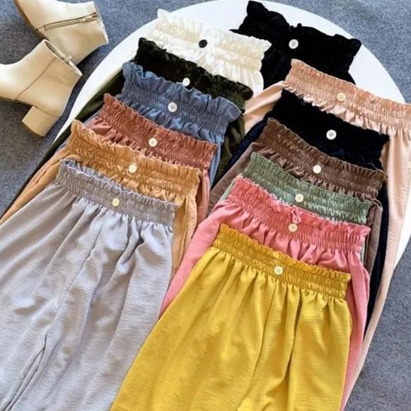READY STOCK CRINKLE AIRFLOW LOOSE PANTS VARIASI KANCING/KULOT CRINKLE AIRFLOW HIGHWAIST / KULOT CRIN