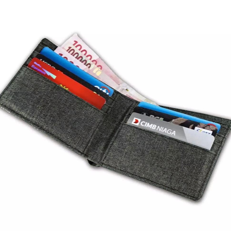 OFFICIAL [BAG AND TRAVEL] Dompet Pria Kanvas Nilon Tebal 88C07 + BOX Dompet Pendek Lipat Dua Polos M