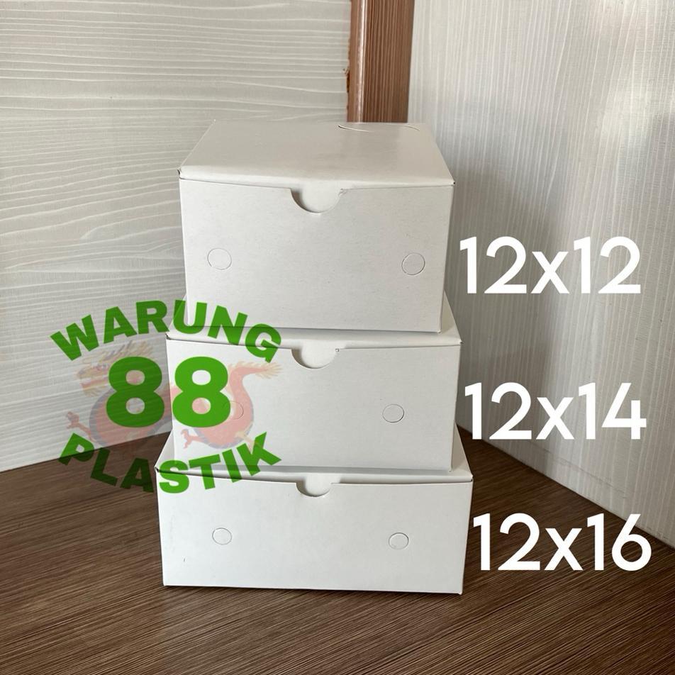 Dus Kue Putih Polos Uk 12X12 12X14 12X16 | Snack Box | Dus Kue Ulang Tahun | Dus Kue Souvenir
