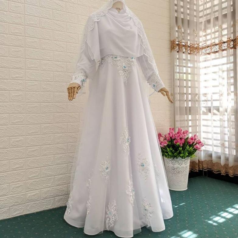 Free Ongkir Gaun Pengantin Syar'I / Gaun Akad / Gaun Murah / Gaun Muslimah