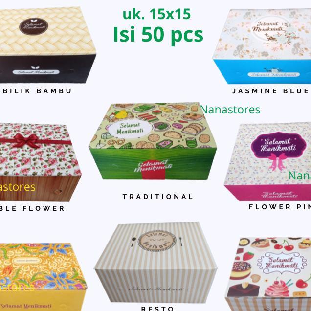 50 Pcs Dus Kue Ukuran 15X15, Snack Box 15X15
