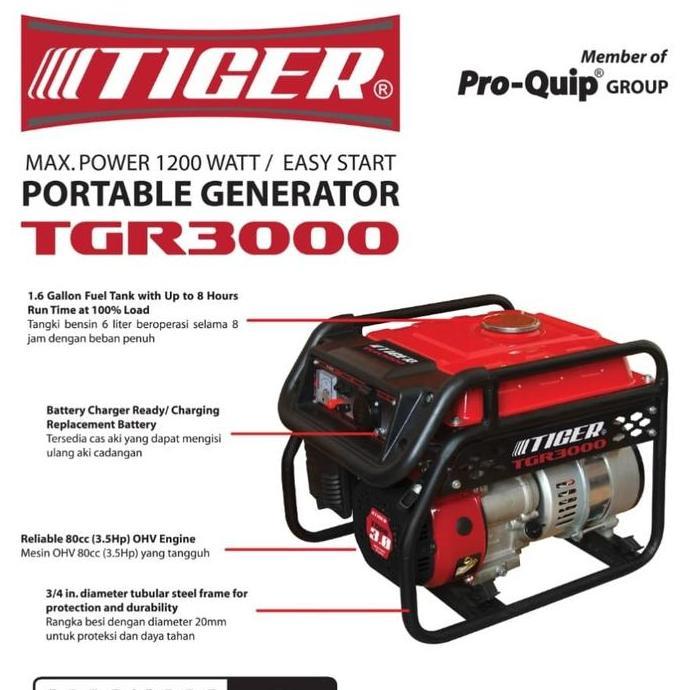 TERAR Genset Tiger TGR 3000 Genset 1200 Watt 4 Tak Tiger TGR3000