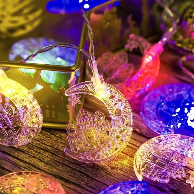 GARAVAR Lampu Hias Lebaran Ramadhan Warna-Warni / Lampu Tumblr Bulan Masjid dan Lampu Bintang MASJID