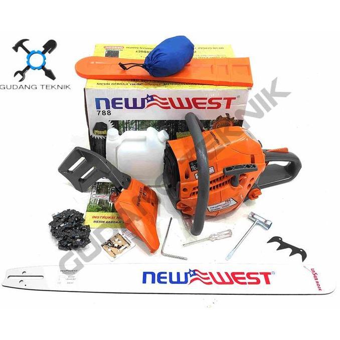 XERANA Mesin Chainsaw Belah Kayu 26" LASER 788 NEW WEST / Mesin Gergaji Potong Belah Kayu 2Tak 26 In