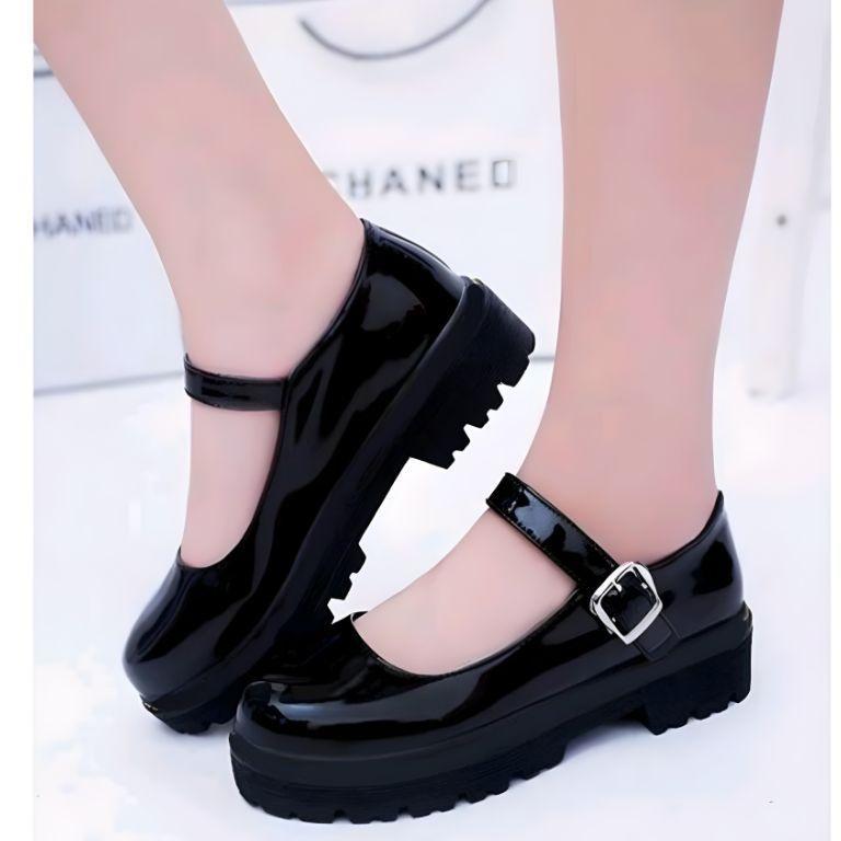 Sepatu Lolita Wanita Jepang Sepatu Mary Jane Wanita Hitam Oxford Kulit Lucu Platform Terbaru / Sepat