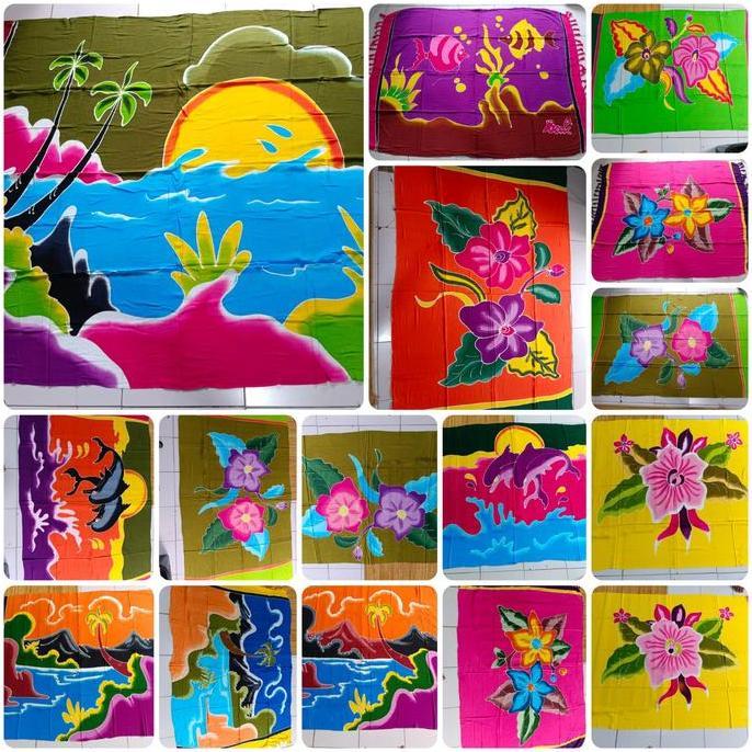 Sale Paket Murah 4 Pcs Kain Pantai Bali Lukis Jumbo - Kain Bali - Kain Pantai Bali - Sarung Pantai -