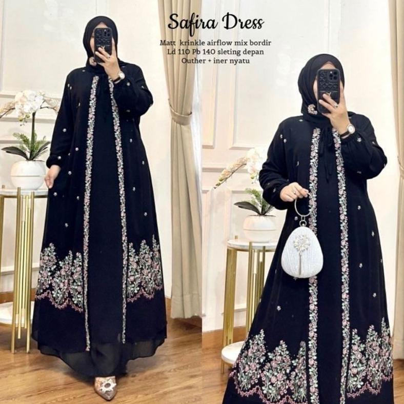 Exclusive Gamis Jumbo Safira Dress Gamis Cringkel Airflow Terbaru Dress Green Sage Gamis Abaya Turky