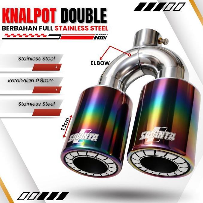 New Product 2026 - SAVINTA MUFFLER Type SECA Rainbow Cabang 2 Dobel Exhasut Stainless Steel Knalpot 