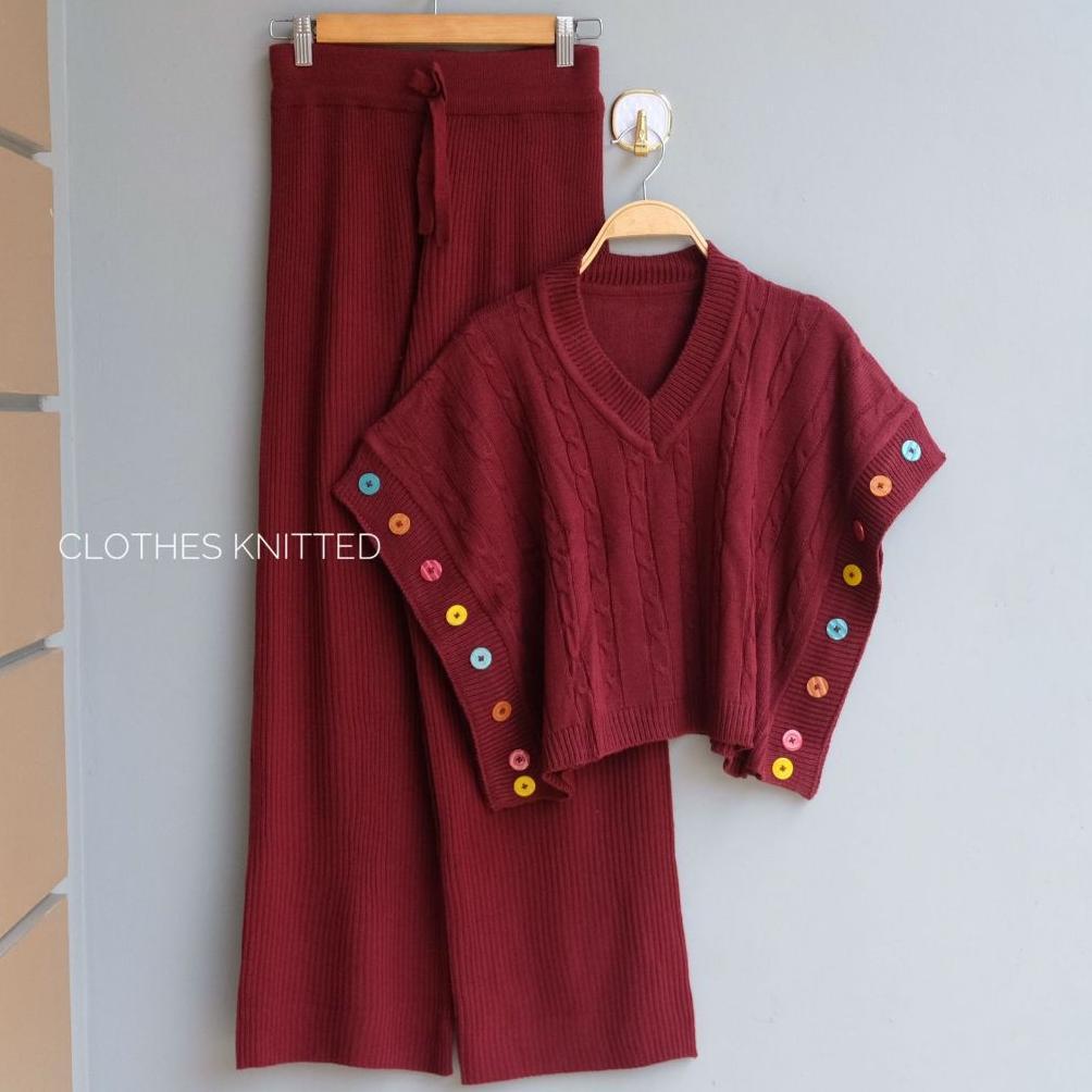 Murah Oneset Rompi Rajut Setelan Celana Kulot Rajut