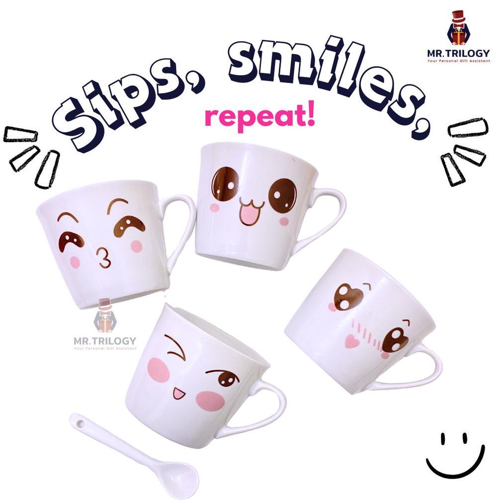 Free Ongkir Hampers Wedding Gelas Cangkir Set Sendok Emoji Gelas Aesthetic Tea Pot Mug Set Kado Pern