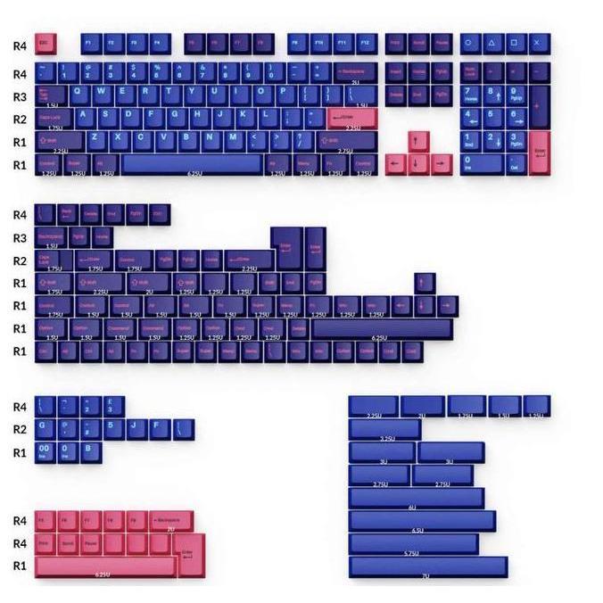 PLAYER Keycap Cherry Profile Double Shot PBT Full Set 219 Buah untuk Keyboard Mechanical HHKB WKL 60