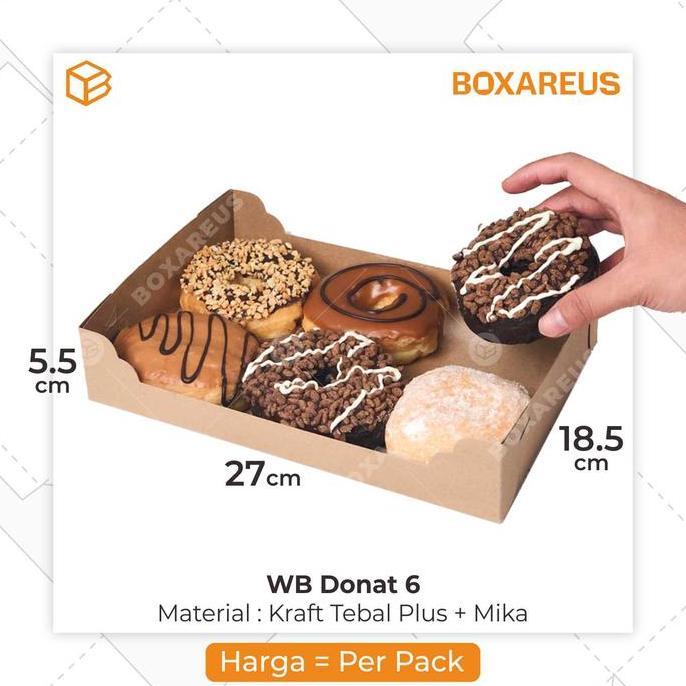 Box Donat isi 6 Dus Donat Laminasi Kotak Mika | WB DONAT6