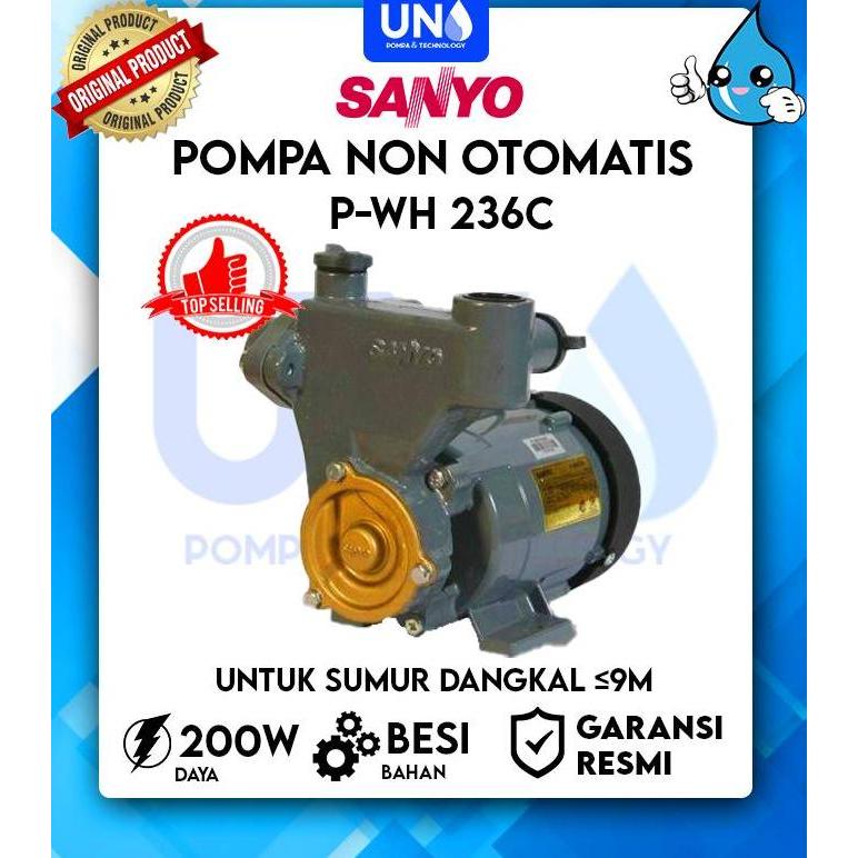 SANYO MESIN POMPA AIR SUMUR DANGKAL NON OTOMATIS / NON AUTO PWH 236 C RESTOCK