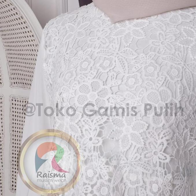 Raisma - Gamis Dress Putih Tulang Lebaran Cantik Dan Elegan Baju Gamis Putih Wanita Terbaru