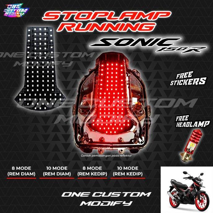STOPLAMP RUNNING SONIC 150R LAMPU REM LED BELAKANG 8 & 10 MODE VARIASI MOTOR ONE CUSTOM MODIFY TERBA