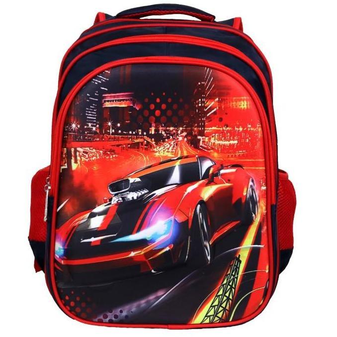 NEW TAS SEKOLAH RANSEL ANAK SD LAKI-LAKI KARAKTER CARS 3D EMBOSS + LAMPU ORI