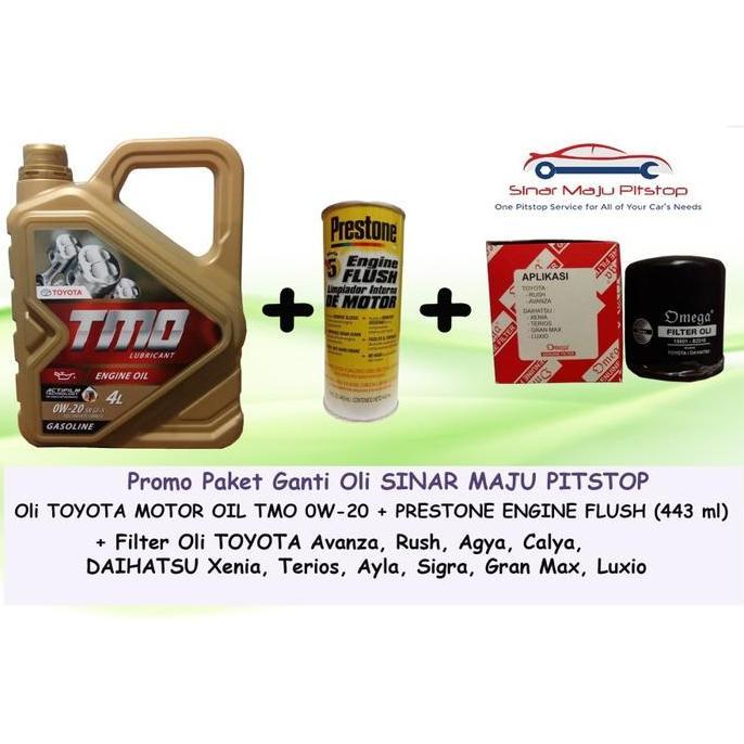 Paket Ganti Oli Mobil TOYOTA AVANZA & RUSH & AGYA & CALYA - TMO 0W-20 API SN ORIGINAL 4 Liter & Filt