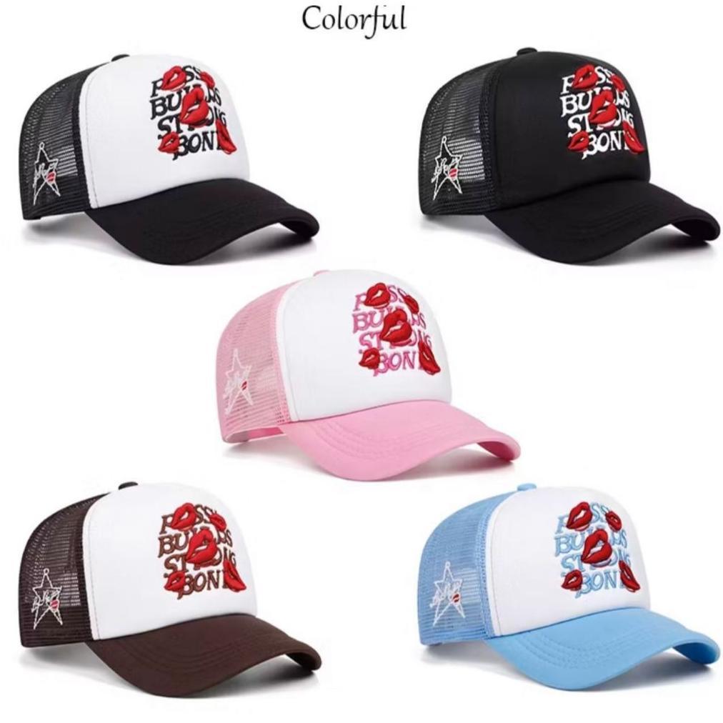 LIMITED TERMURAH TOPI TRUCKER ORIGINAL RED LIPS EMBROIDERY BASEBALL FASHION SUMMER NET CAP HAT TOPI 