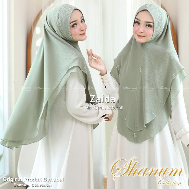 Limited Jilbab Syari Zaida Khimar 2 Layer Jumbo Jilbab Syari Kerudung Jumbo Ceruty Babydoll