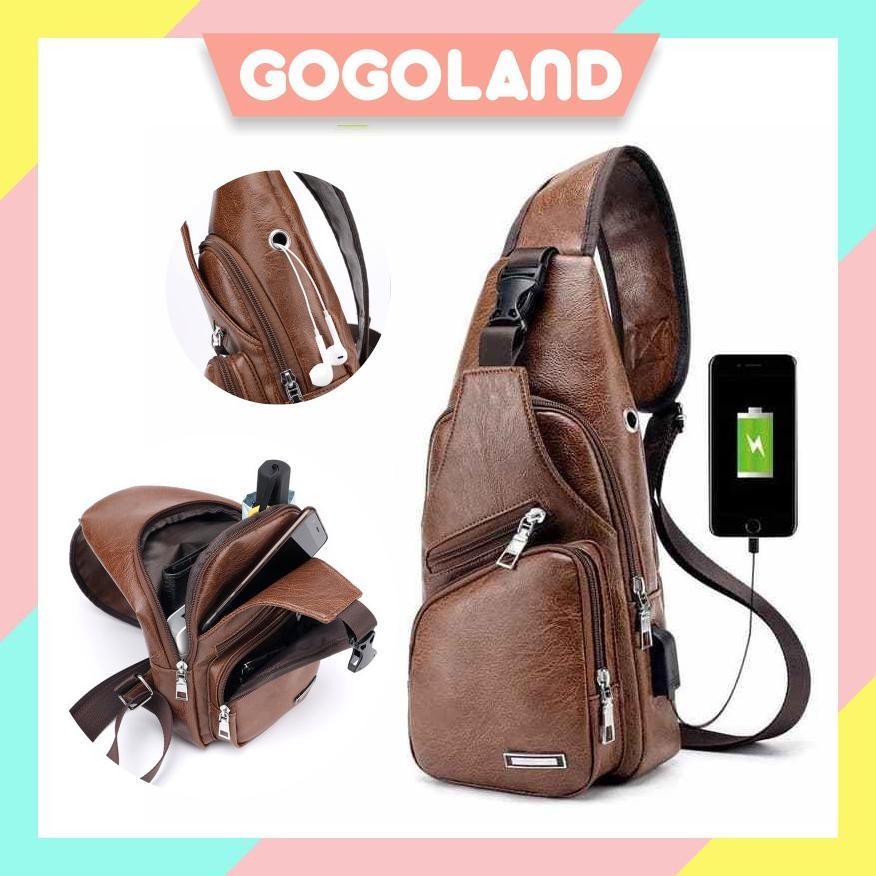 Sale Gogoland Selempang Kulit Pria Tas Hp/Tas Dada Usb/Tas Impor Batam /Sling Bag Usb Kulit P039 Coc