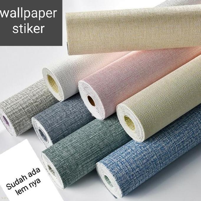 Wallpaper Foam Linen Roll Polos Stiker Dinding Dekorasi Dinding