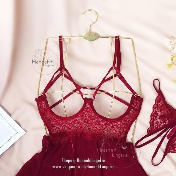 Gratong M-3Xl Lingerie Bigsize Original Hannah Lingerie Big Size Merah Hitam Hot M L Xl Xxl Xxxl Jum