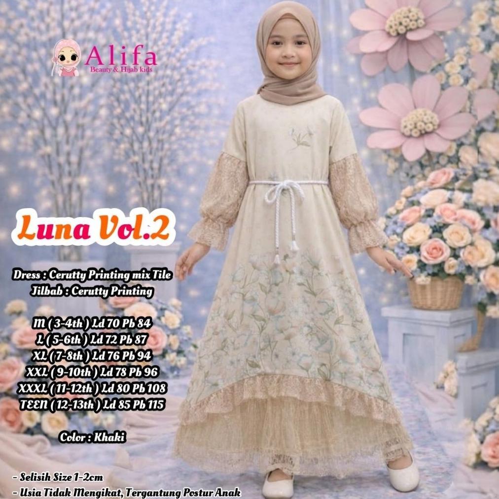 HOT ALIFA KIDS MAHARANI KIDS GAMIS ANAK BINI ORANG CERUTY BRUKAT CANTILI FREE JILBAB BINOR BAJU ANAK