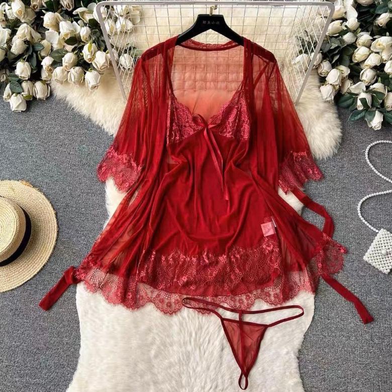 Premium Grosir Lucky Lingerie Baju Tidur Lingerie Sexy Kimono 2In1 22