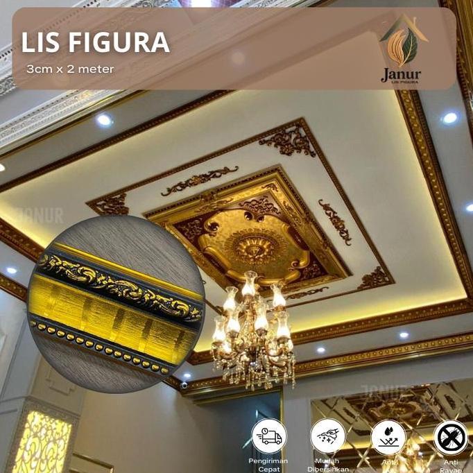Janur Lis Pigura 3cm X 2 Meter List PVC Plafon Figura Bingkai Foto Frame Dinding Dekorasi Atap Rumah