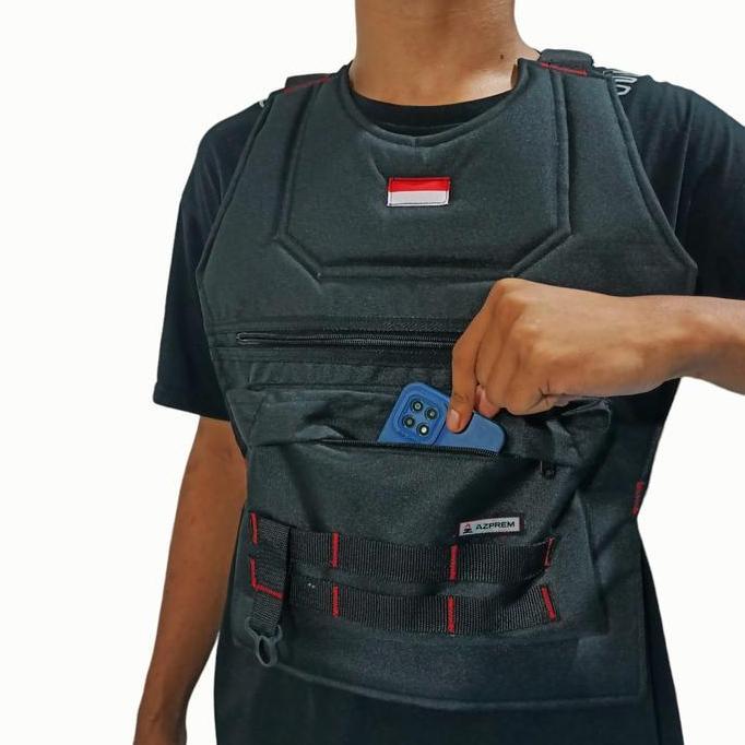 Tas Dada Rompi Motor Touring multifungsi kantong depan dobel besar pelindung dada serbaguna saku dep