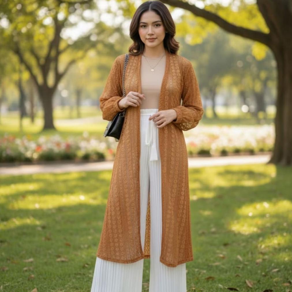 Viral  Kardigan Brukat Termurah/ Cardigan Brukat Panjang /Cardigan Brocade /Outer Burkat Panjang