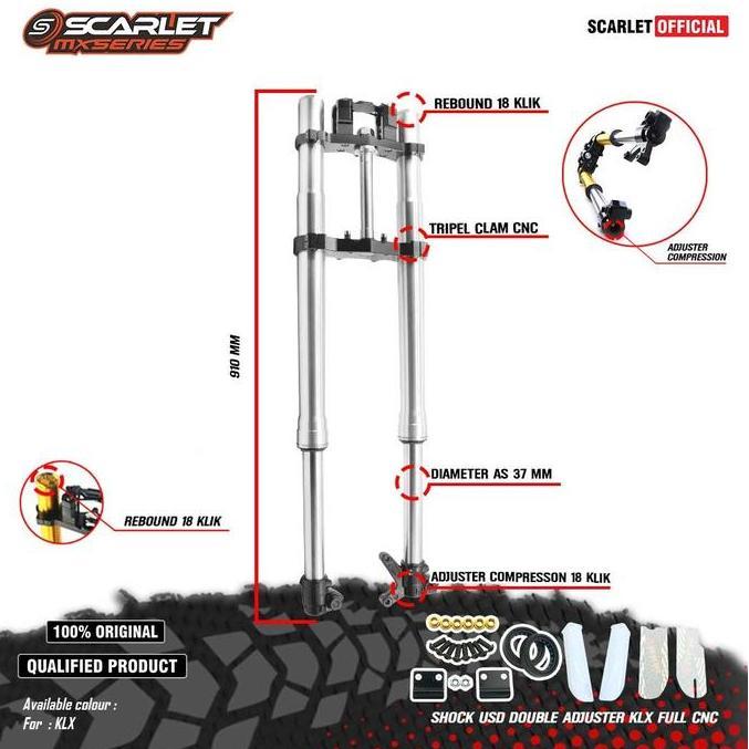 SCARLET RACING Shock USD Double Adjuster Motorcycle KLX FULL CNC