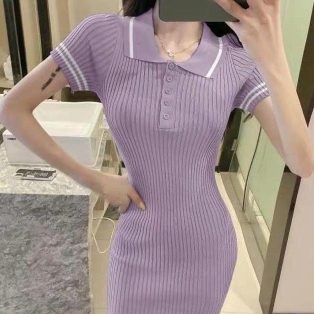Sale Lexy Midi Dress Rajut Gaun Kasual Wanita Korea Style Panjang Simple
