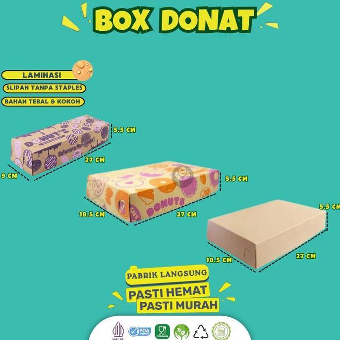 [25 Pcs] Box Donat Isi 6 / Dus Donat Polos Bomboloni / Kardus Donat Laminasi Food Grade / B24K4