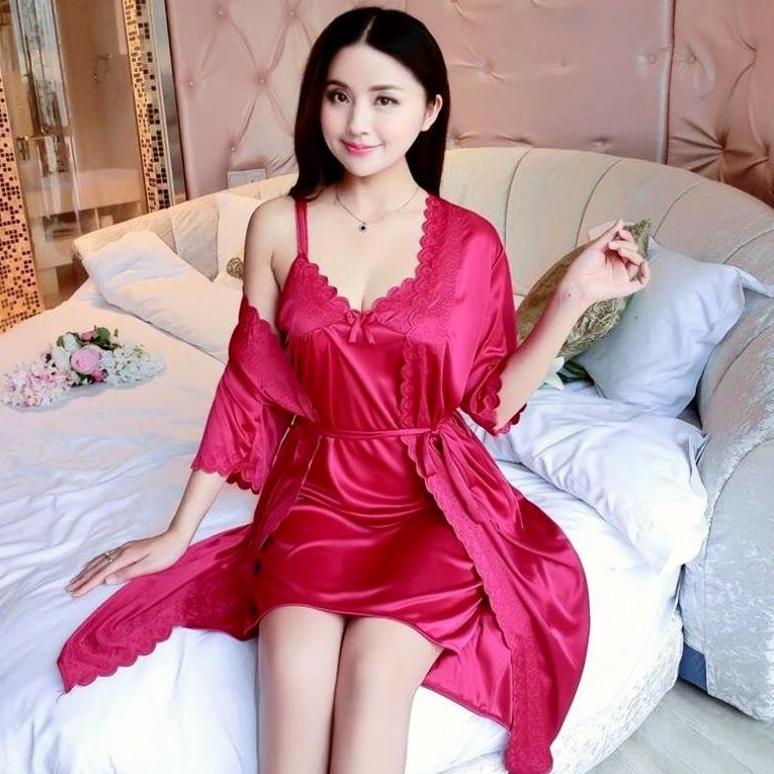 Gratong Kimono Lingerie Dress 2In1 Kimono Set Lingerie Sexy Lingerie Korean Lingerie Terbaru Gaun Ma