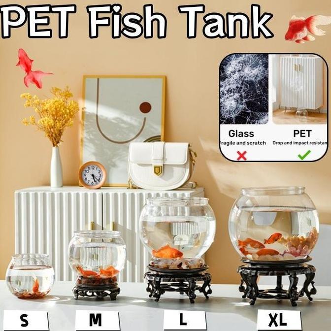 1kondangjayabadi - Aquarium Bulat Fish Bowl Dengan Basis Estetik Kaca Ikan Hias Aquarium Bulat Aquar