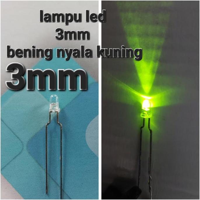 ( LAMPU LED 3MM BENING NYALA KUNING ) LED LIGHT EMITTING DIODE DIODA BENING PUTIH NYALA KUNING YELLO