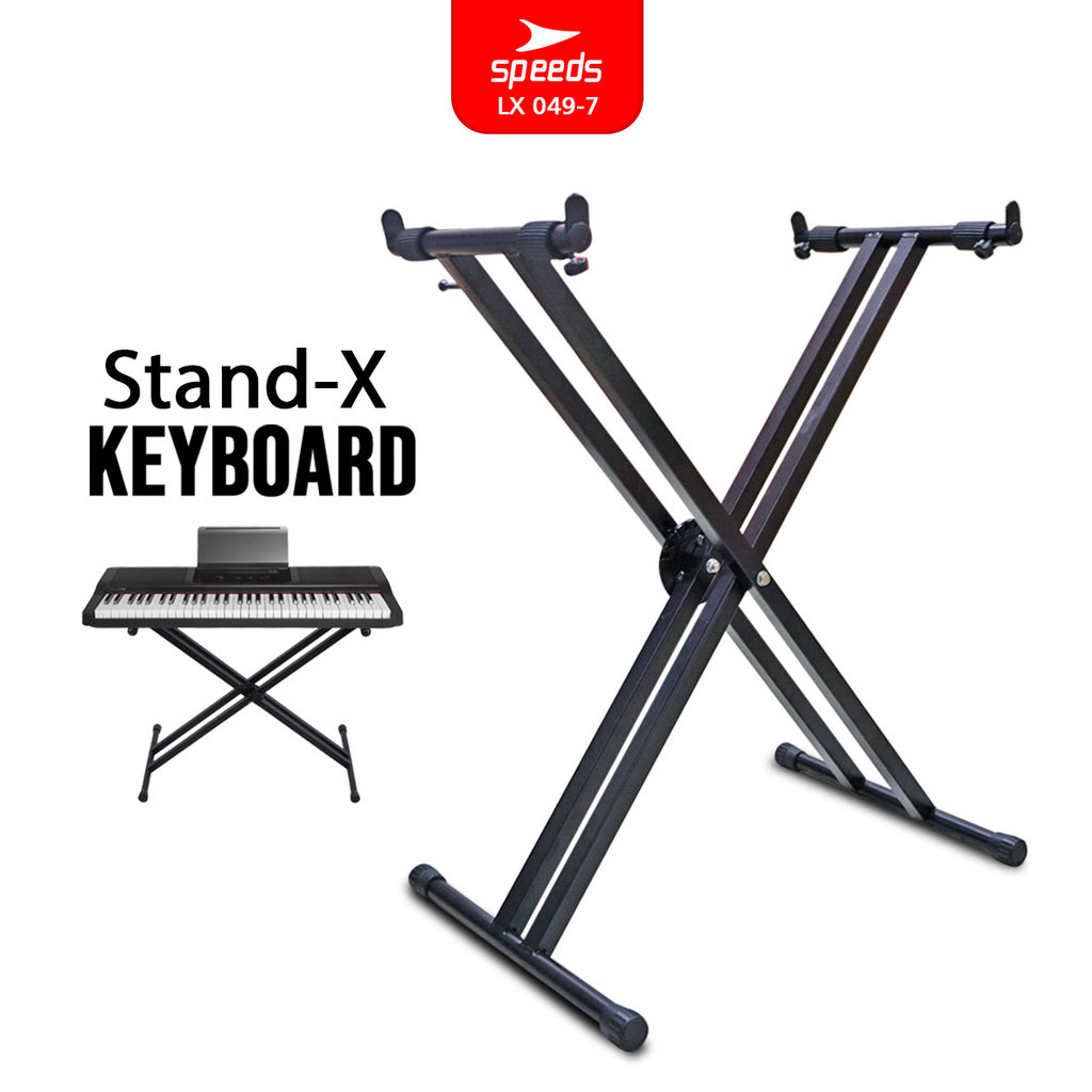SPEEDS Alat Musik Stand Keyboard Double Kaki Keyboard X Lipat Portable Semua Piano Dewasa 049-7