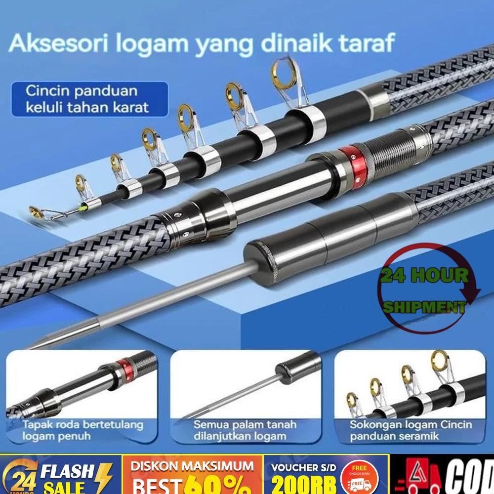 Joran Pancing Carbon Fiber Sea Fishing Rod 2.1M-4.5M/7 Tongkat Stik Pancing 4.5Meter Stick Pancingan