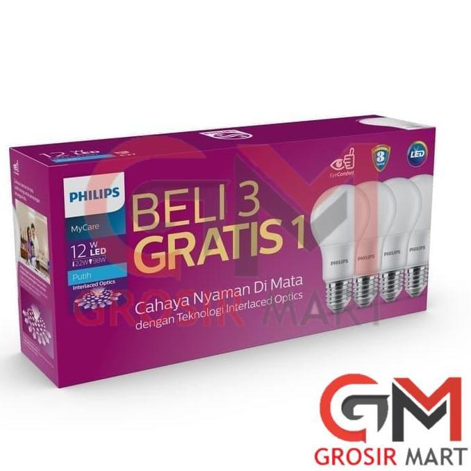 TERMURAH - Philips MultiPack MyCare Led Bulb 12W Putih (Paket Lampu 12 W Watt)