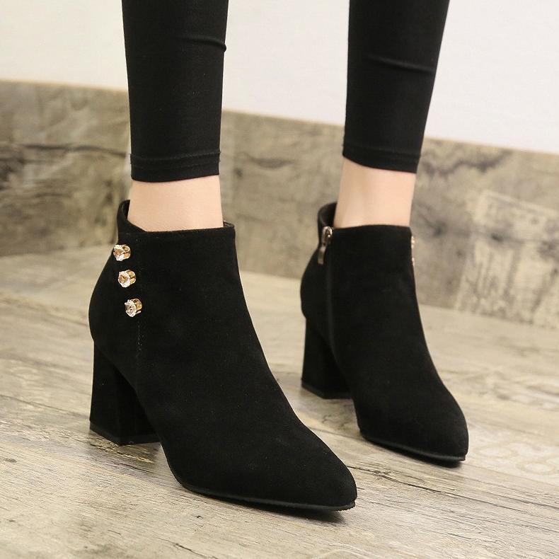 Produk Baru Sepatu Boots Wanita Heels 3 Mutiara Suede 5Cm